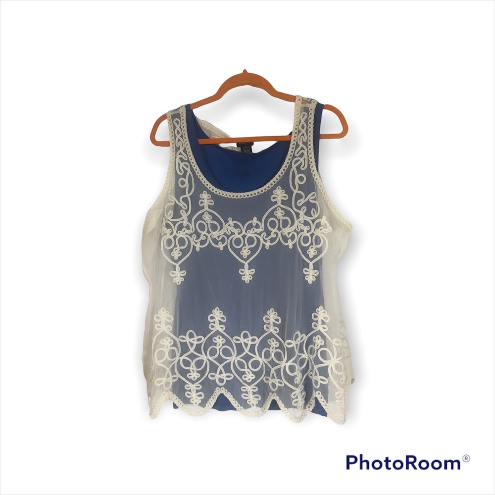 BEAUTIFUL DETAILED SHEER LACE APPLIQUÉ TOP/BLOUSE OVERLAY